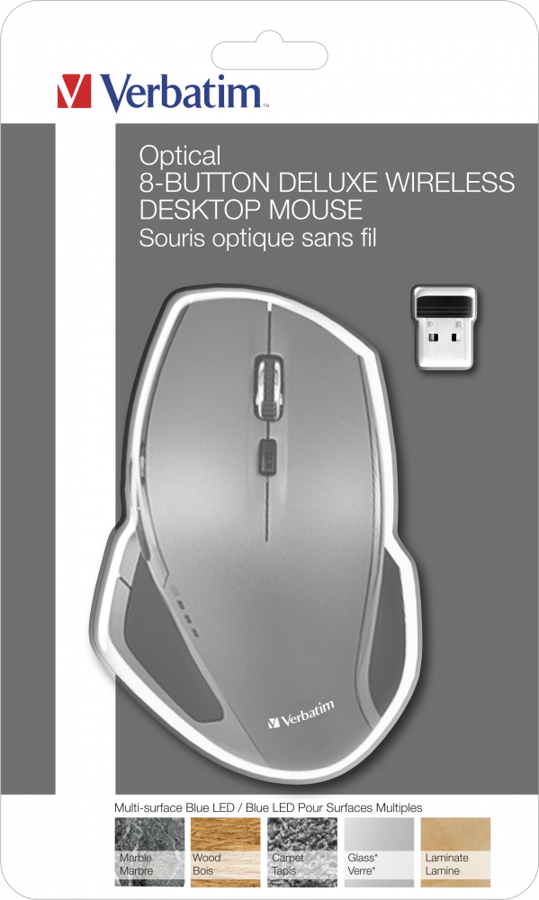 Verbatim 8-knaps trådløs mus med blå LED