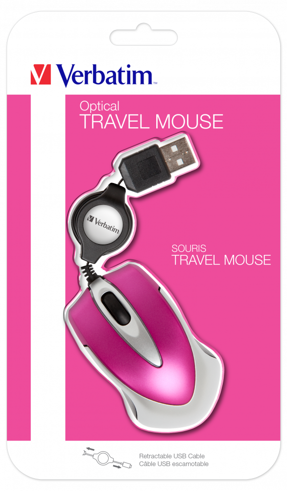 Go Mini Optical Travel Mouse - Hot Pink