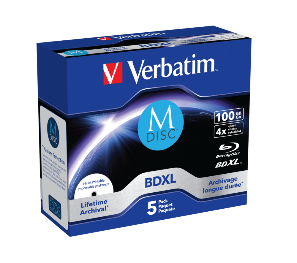 Verbatim MDISC Lifetime archival BDXL 100GB - Pakke med 5 stk. jewel case