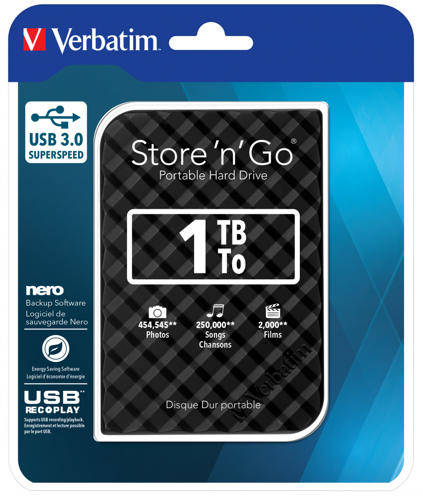 Store 'n' Go USB 3.0 bærbar harddisk 1TB sort