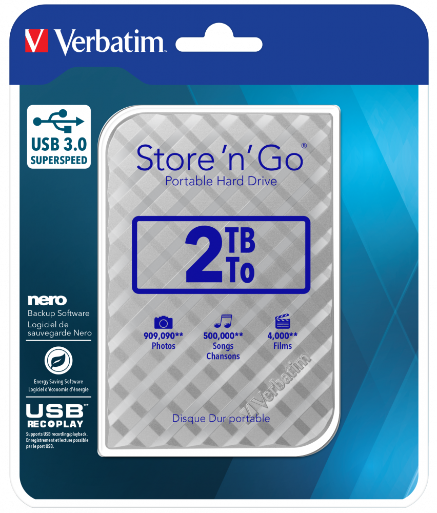 Store 'n' Go USB 3.0 Portable Hard Drive 2TB Silver