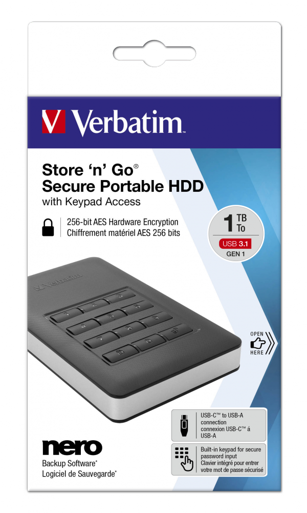 Store 'n' Go Secure bærbar HDD med tastaturadgang 1 TB