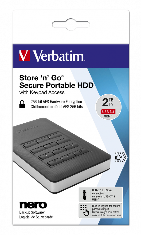 Store 'n' Go Secure bærbar HDD med tastaturadgang 2 TB