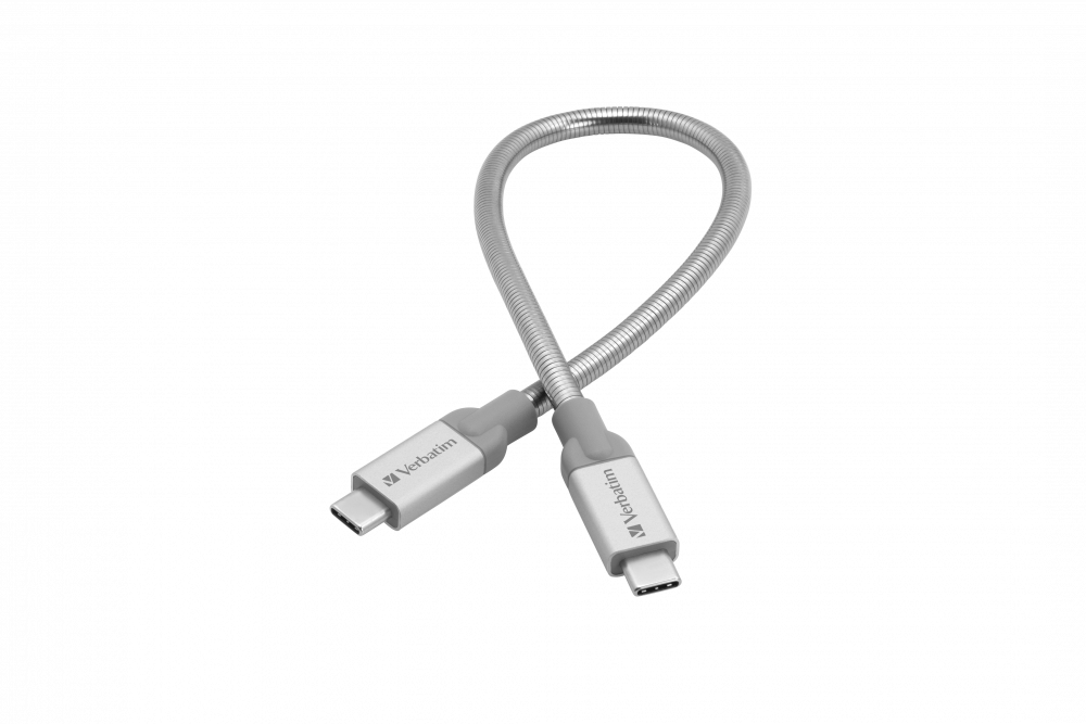 Verbatim USB-C til USB-C kabel i rustfrit stål til opladning og synkronisering USB 3.1 GEN 2 30 cm